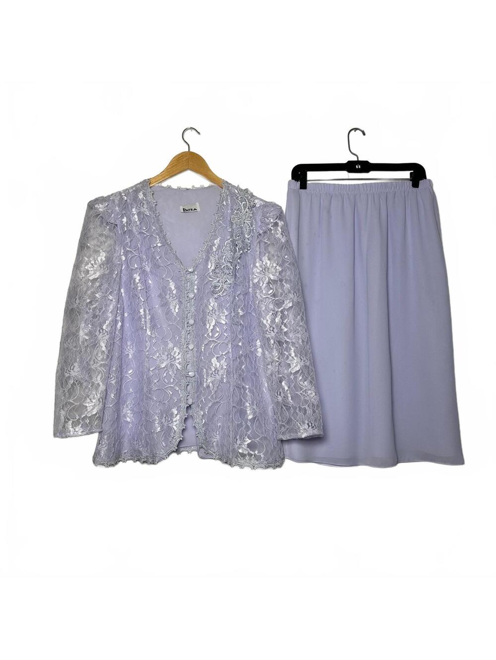Vintage Patra Lavender Lace 2PC Skirt Set Mother of Bride Size 16